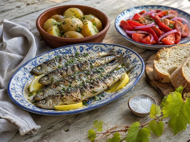 Grillatut sardiinit Vinho Verden tapaan